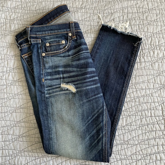 Rag & Bone The Dre Distressed Dark Wash Mid Rise Skinny Jeans Size 26 - Picture 2 of 8